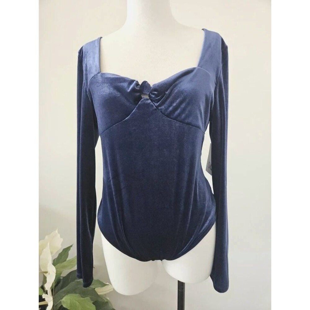 Y2K Purple Velvet Bodysuit Sweetheart Bust Disco Glam Clubwear Stretch Top XL
